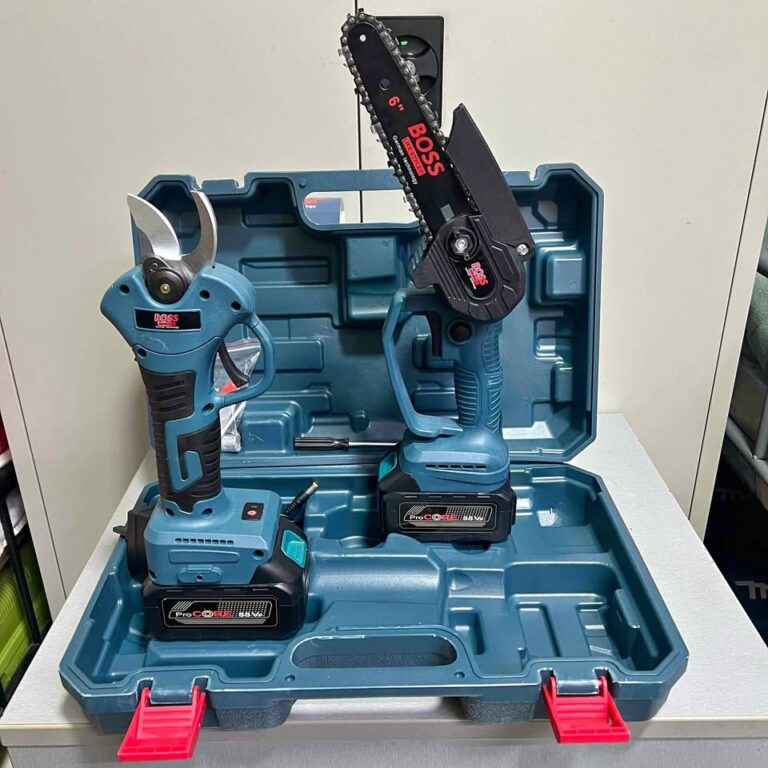 Boss Tree Pruning Kit: Chainsaw + Pruning Shears with 2 Rechargeable Batteries