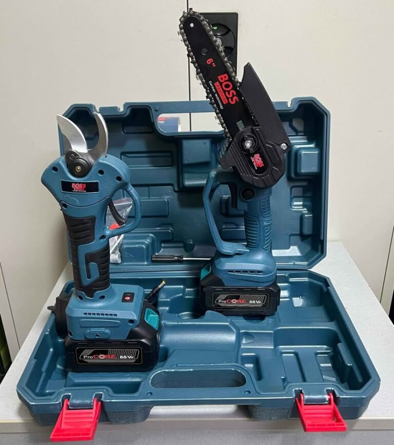 Boss Tree Pruning Kit: Chainsaw + Pruning Shears with 2 Rechargeable Batteries