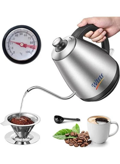 Elegant Electric Pour-Over Kettle – Premium Silver Design, 2200W Power for Perfect Coffee and Tea Brewing