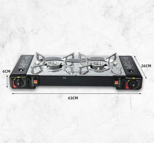 Portable Double-Burner Camping Stove – Fast & Safe Outdoor Cooking Anywhere