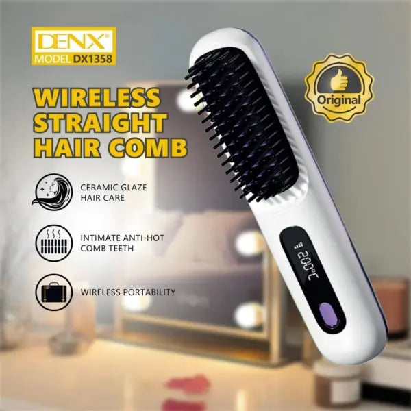 Dinx DX1358 Cordless Hair Straightening Comb – 3 Heat Levels for Smooth & Stylish Hair Anywhere