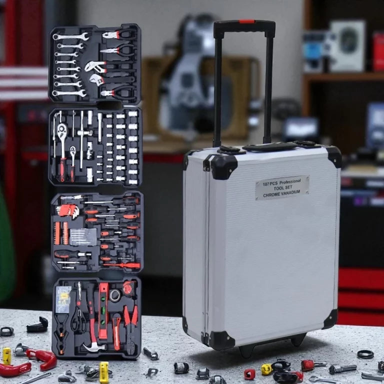 High-Quality Hand Tool Set for Car and Home Repairs – 187 Pieces