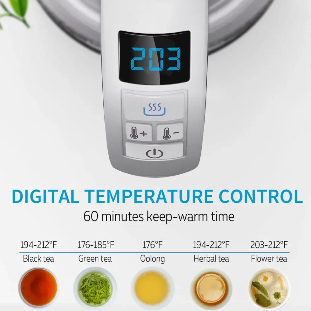 WTRTR Electric Tea Kettle with Infuser & Multiple Temperature Settings – Elegant Design for Perfect Brewing