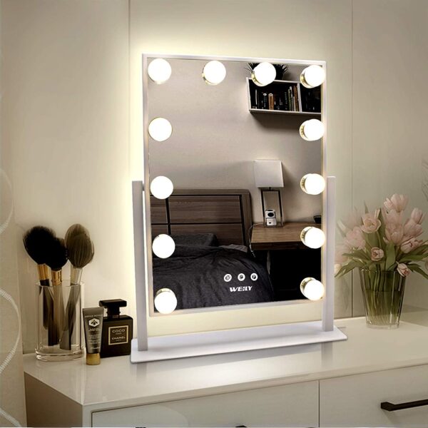 Makeup Mirror with 12 LED Lights – Perfect Lighting for Flawless Daily Makeup