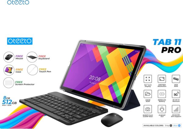 Otteeto Tab 11 Pro Tablet – 10.1” Display | 512GB Storage + 8GB RAM