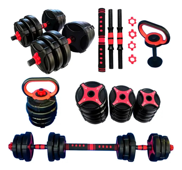3-in-1 Professional Dumbbell Set – Kettlebell + Barbell + Dumbbell | 20 KG Home Gym Kit