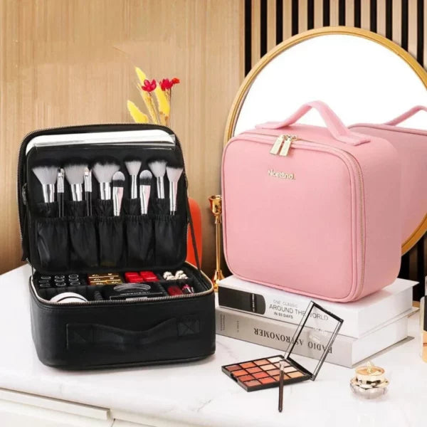 Large Makeup Bag with Built-in LED Mirror – Stylish Organization & Perfect Lighting Anywhere