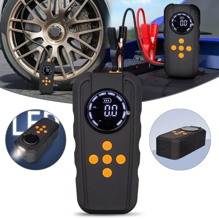 Car Jump Starter with Built-in Tire Inflator and 10000mAh Power Bank