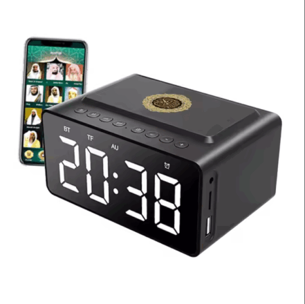 Digital Azan Clock with Quran Speaker (18 Reciters) + 8GB Memory