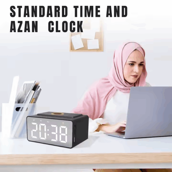 Digital Azan Clock with Quran Speaker (18 Reciters) + 8GB Memory