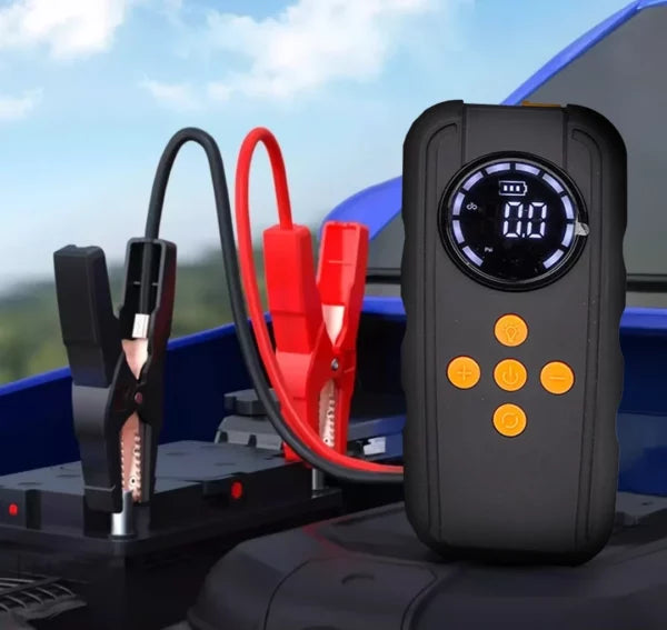 Car Jump Starter with Built-in Tire Inflator and 10000mAh Power Bank