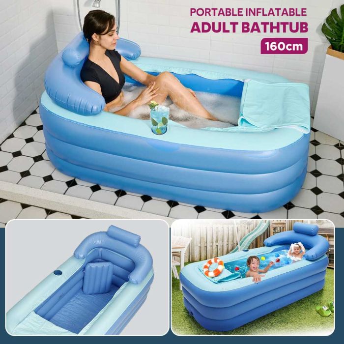 Portable Inflatable Bathtub for Adults – 160 cm Comfort Spa Anywhere