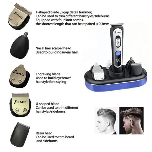 5-in-1 Electric Hair Trimmer – Complete Grooming Kit for Hair Cutting, Beard Shaping & Styling