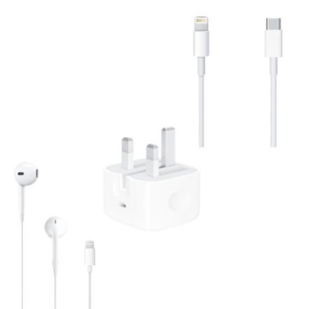 3-in-1 Package (Wired Earphones – Type-C Cable – 20W Wall Charger)