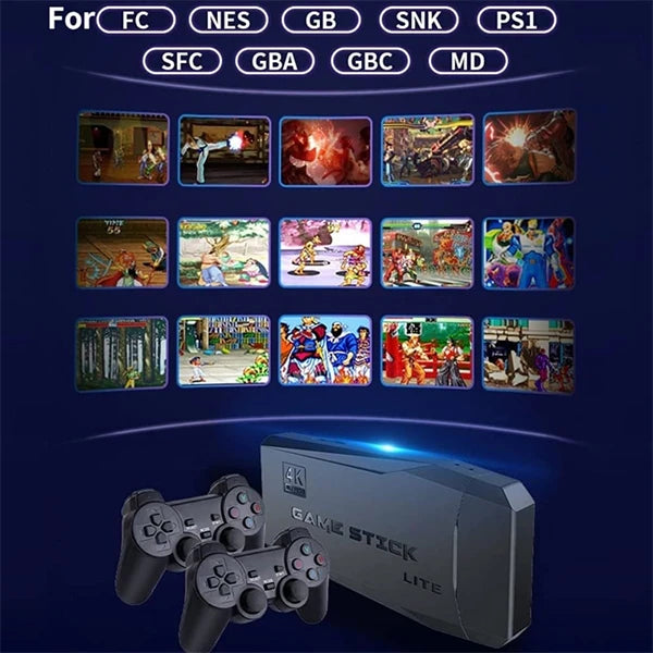 Classic Retro Game Console – 10,000 Games + Wireless Controllers (64GB)